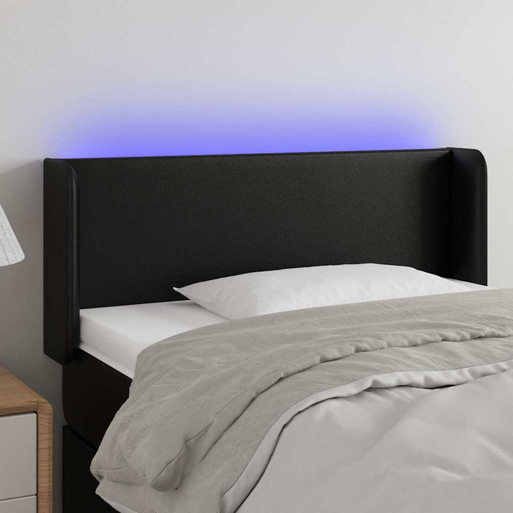 sengegavl med LED-lys 103x16x78/88 cm kunstlæder sort