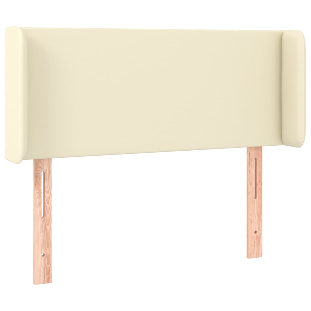 sengegavl med LED-lys 103x16x78/88 cm kunstlæder cremefarvet
