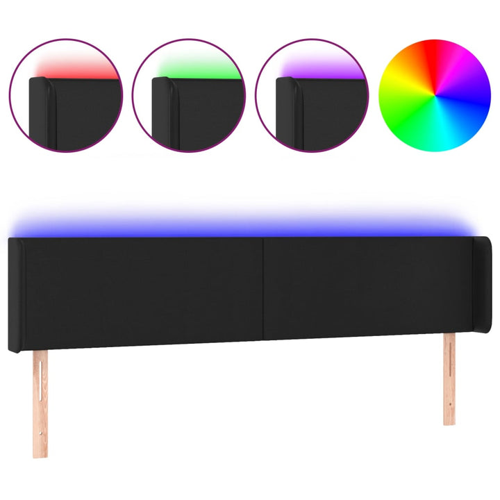sengegavl med LED-lys 163x16x78/88 cm kunstlæder sort