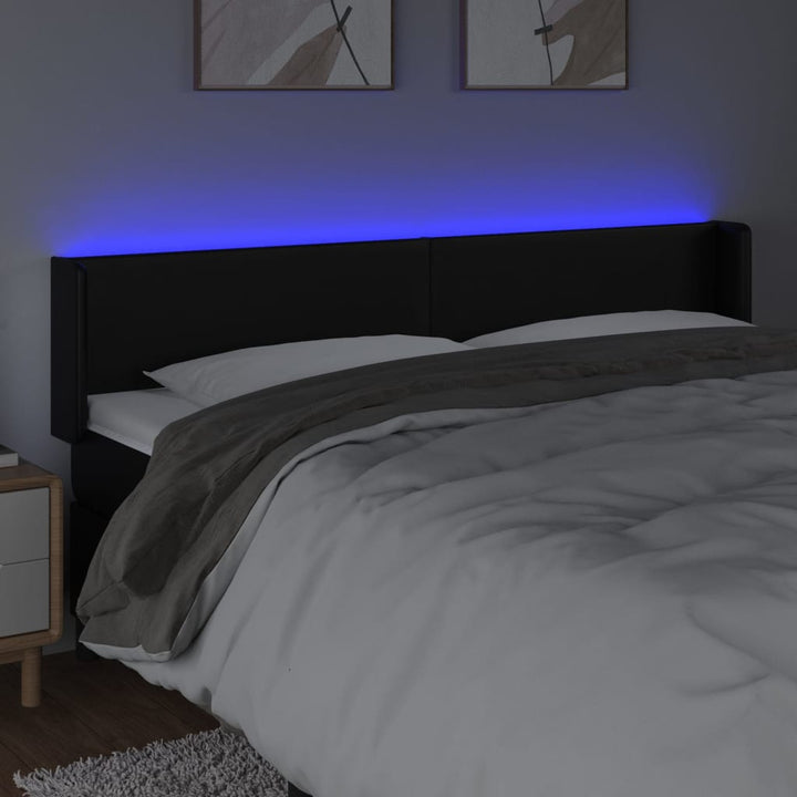 sengegavl med LED-lys 183x16x78/88 cm kunstlæder sort