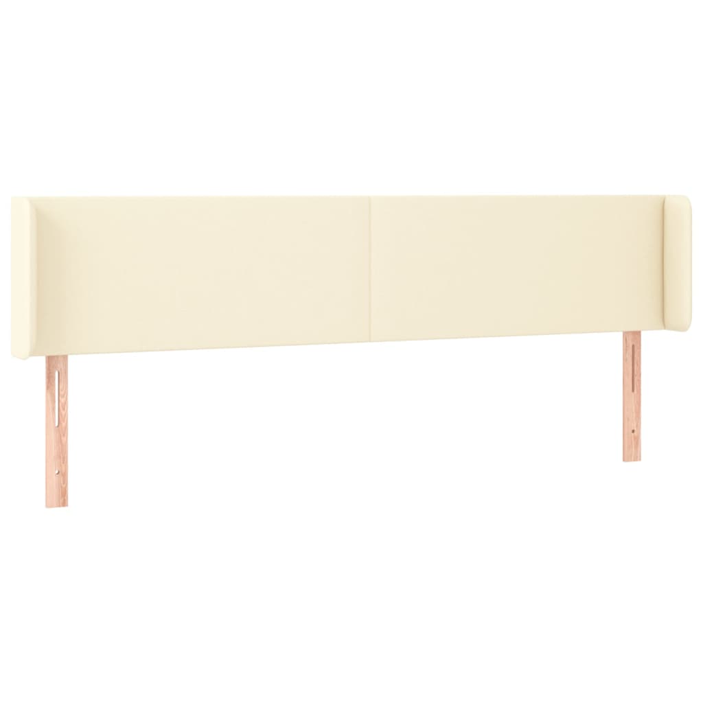 sengegavl med LED-lys 183x16x78/88 cm kunstlæder cremefarvet