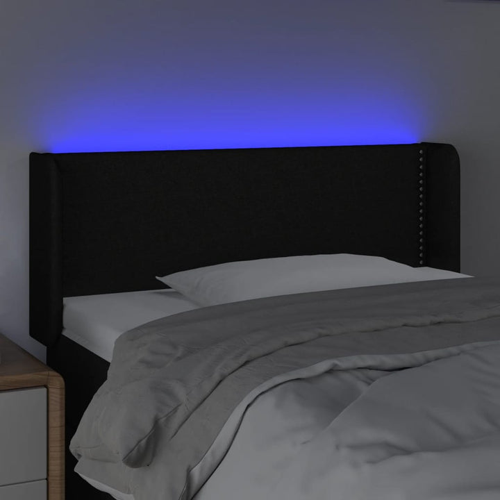 sengegavl med LED-lys 83x16x78/88 cm stof sort