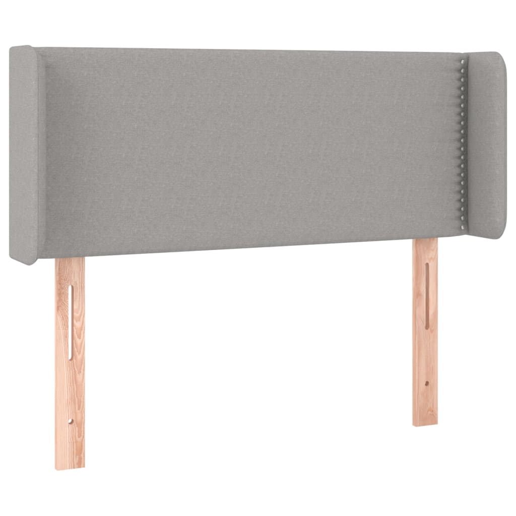 sengegavl med LED-lys 93x16x78/88 cm stof lysegrå
