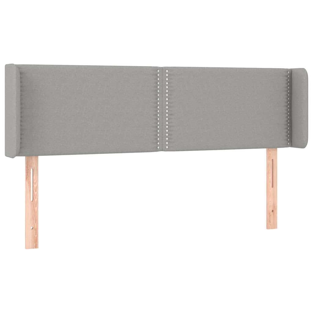 sengegavl med LED-lys 147x16x78/88 cm stof lysegrå