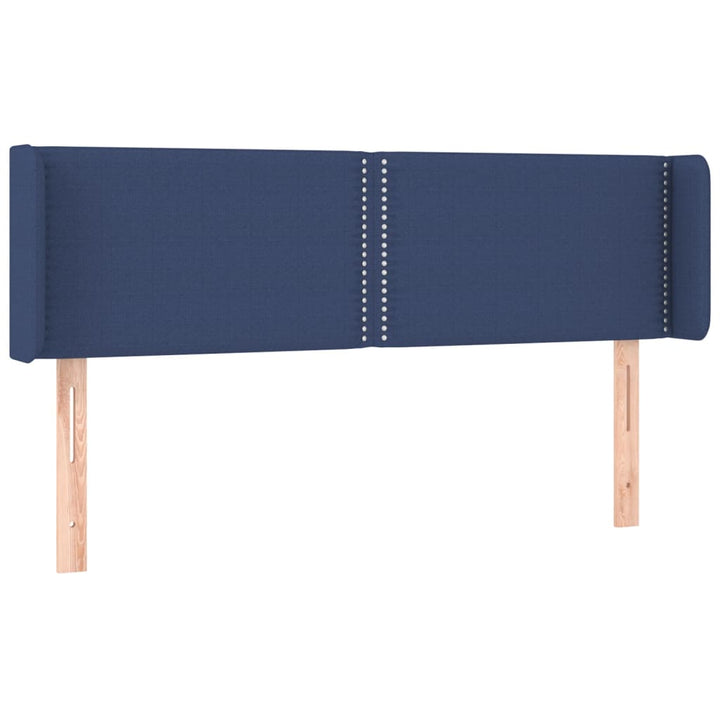 sengegavl med LED-lys 147x16x78/88 cm stof blå