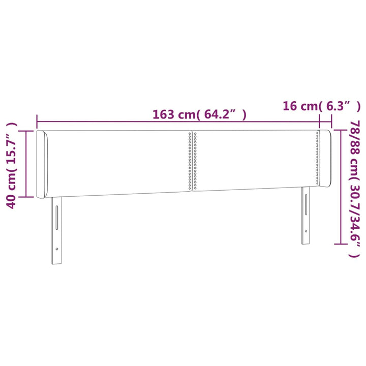 sengegavl med LED-lys 163x16x78/88 cm stof sort
