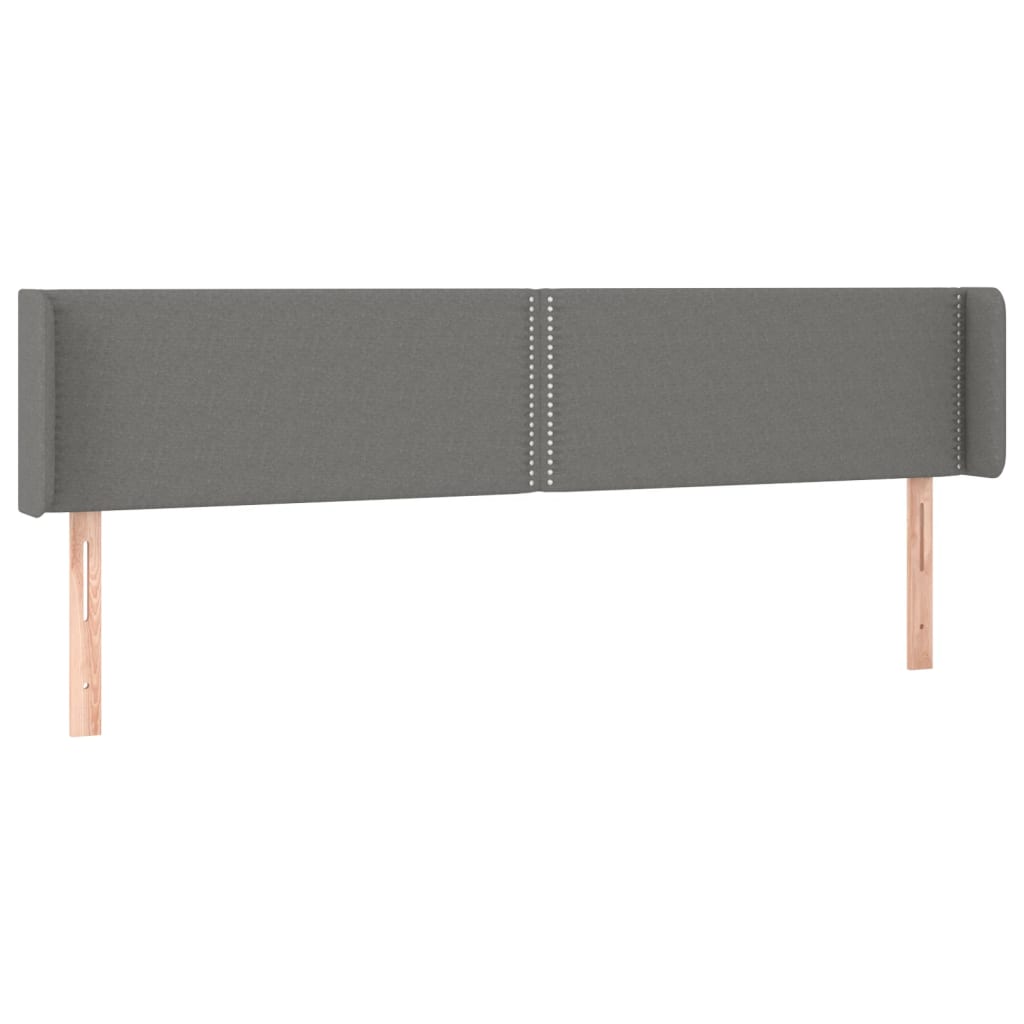 sengegavl med LED-lys 203x16x78/88 cm stof mørkegrå