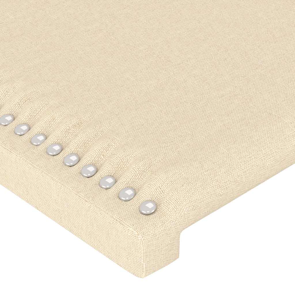 sengegavl med LED-lys 203x16x78/88 cm stof cremefarvet
