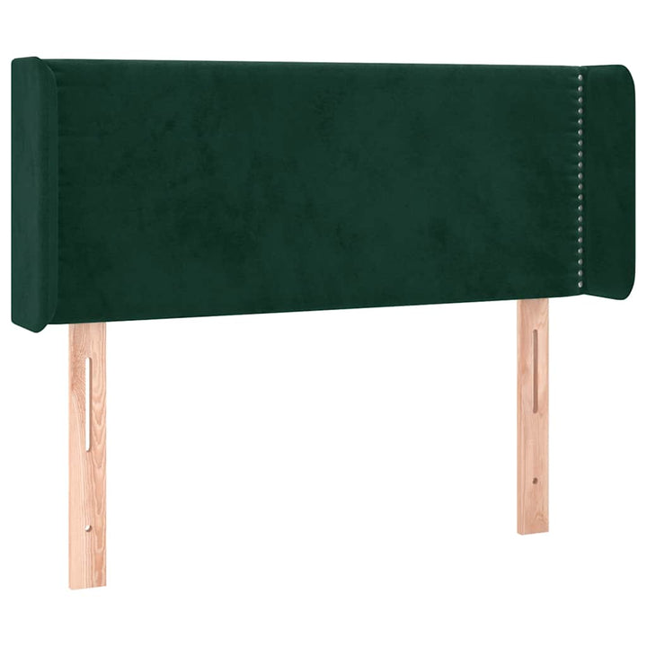 sengegavl med LED-lys 83x16x78/88 cm fløjl Mørkegrøn