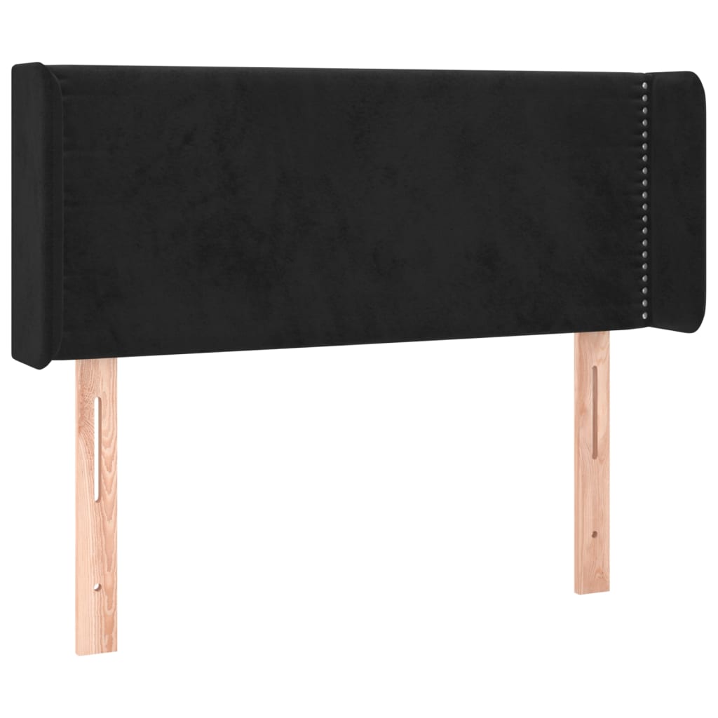 sengegavl med LED-lys 93x16x78/88 cm fløjl sort