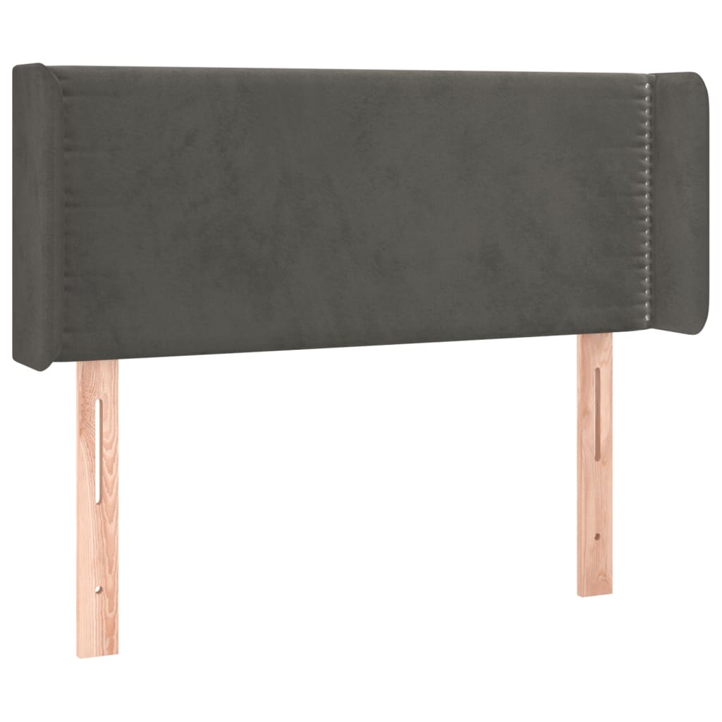 sengegavl med LED-lys 103x16x78/88 cm fløjl mørkegrå
