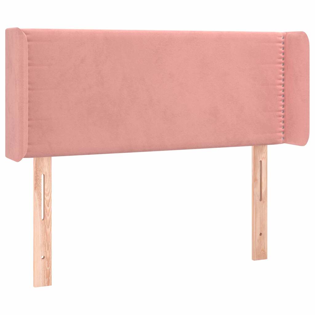 sengegavl med LED-lys 103x16x78/88 cm fløjl lyserød