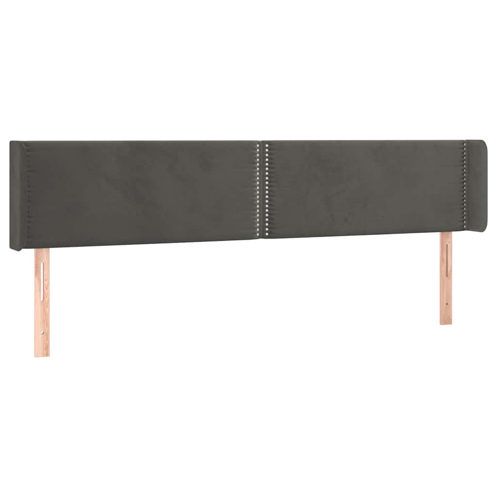 sengegavl med LED-lys 163x16x78/88 cm fløjl mørkegrå