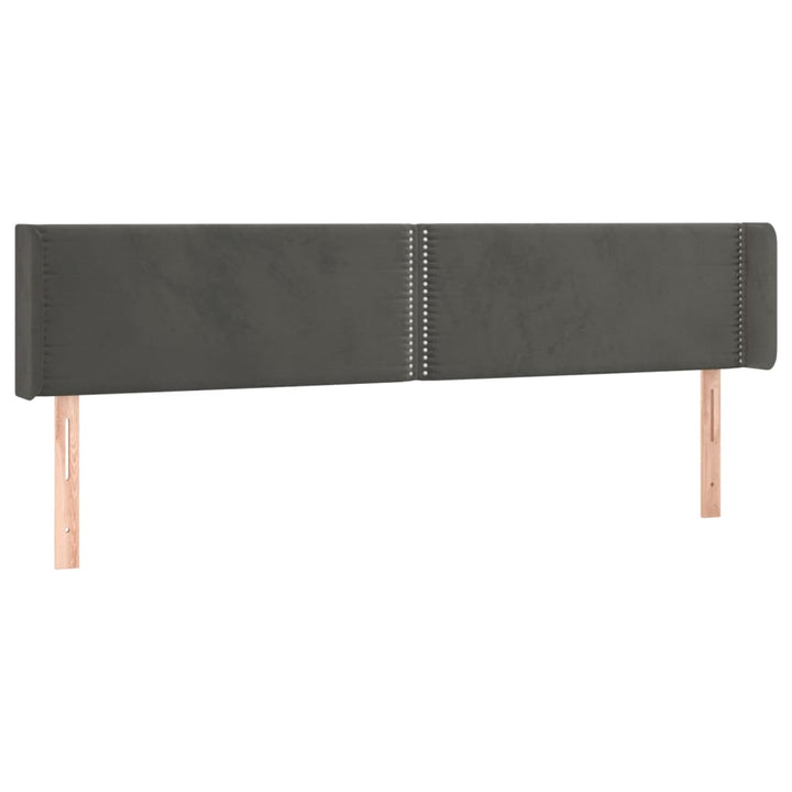 sengegavl med LED-lys 183x16x78/88 cm fløjl mørkegrå