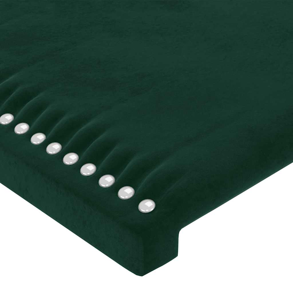 sengegavl med LED-lys 183x16x78/88 cm fløjl mørkegrøn