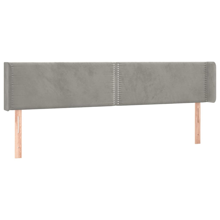 sengegavl med LED-lys 203x16x78/88 cm fløjl lysegrå