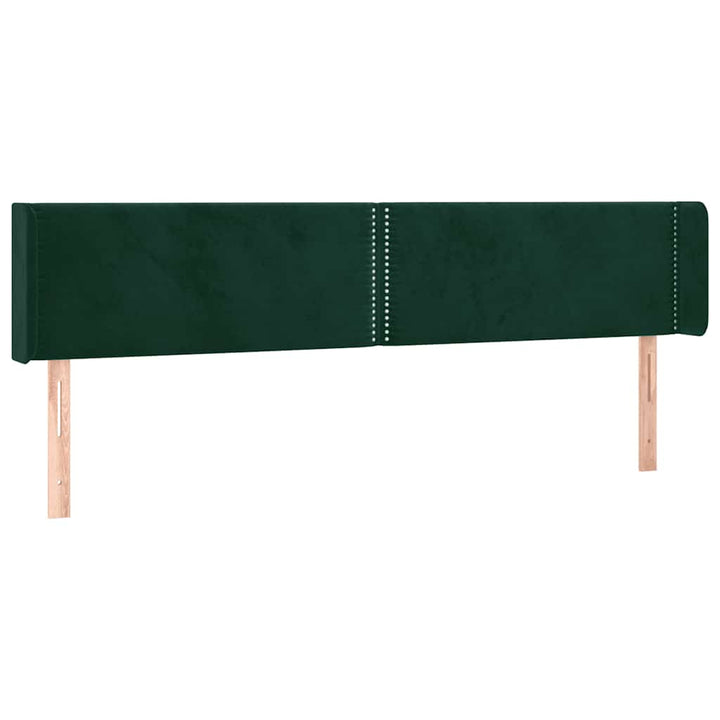 sengegavl med LED-lys 203x16x78/88 cm fløjl mørkegrøn