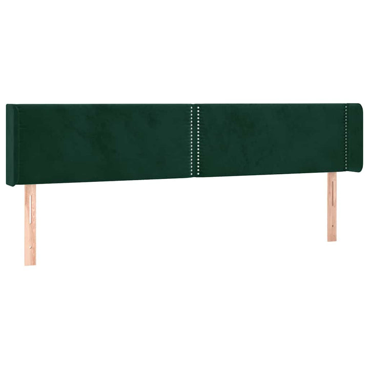 sengegavl med LED-lys 203x16x78/88 cm fløjl mørkegrøn