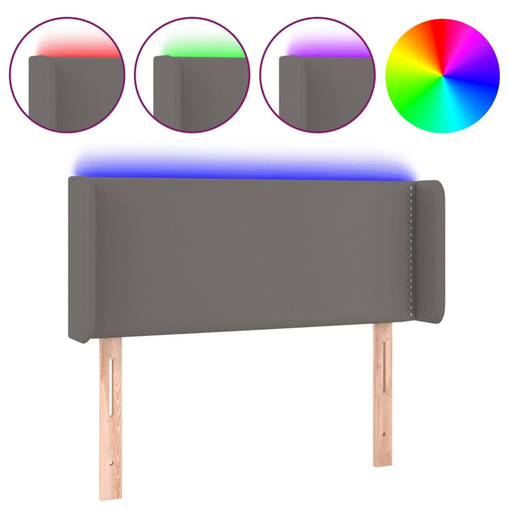 sengegavl med LED-lys 83x16x78/88 cm kunstlæder grå