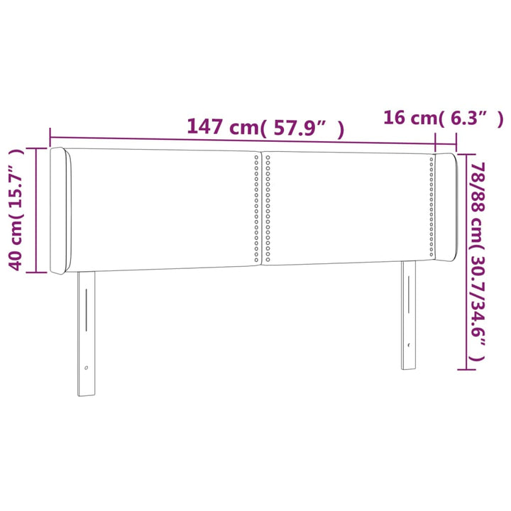 sengegavl med LED-lys 147x16x78/88 cm kunstlæder grå
