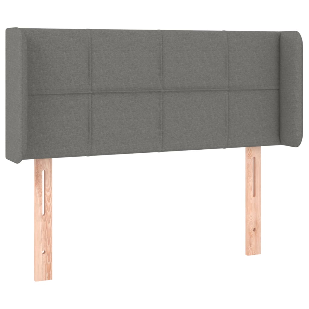 sengegavl med LED-lys 83x16x78/88 cm stof mørkegrå