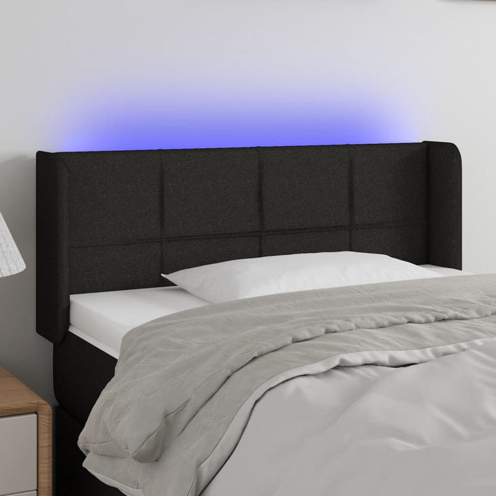 sengegavl med LED-lys 83x16x78/88 cm stof sort