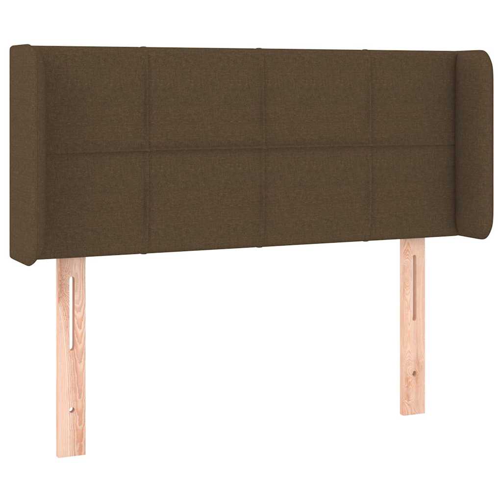 sengegavl med LED-lys 93x16x78/88 cm stof mørkebrun