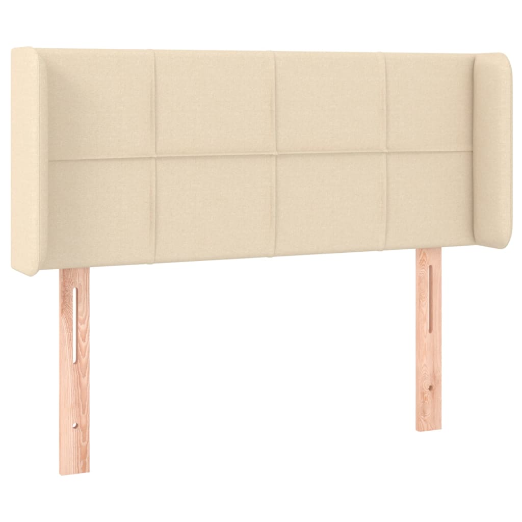 sengegavl med LED-lys 93x16x78/88 cm stof cremefarvet