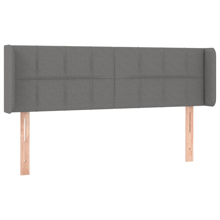 sengegavl med LED-lys 147x16x78/88 cm stof mørkegrå