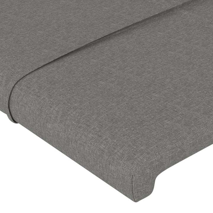 sengegavl med LED-lys 147x16x78/88 cm stof mørkegrå