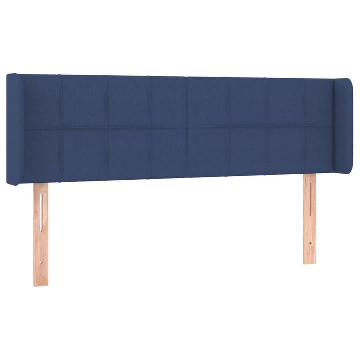 sengegavl med LED-lys 147x16x78/88 cm stof blå