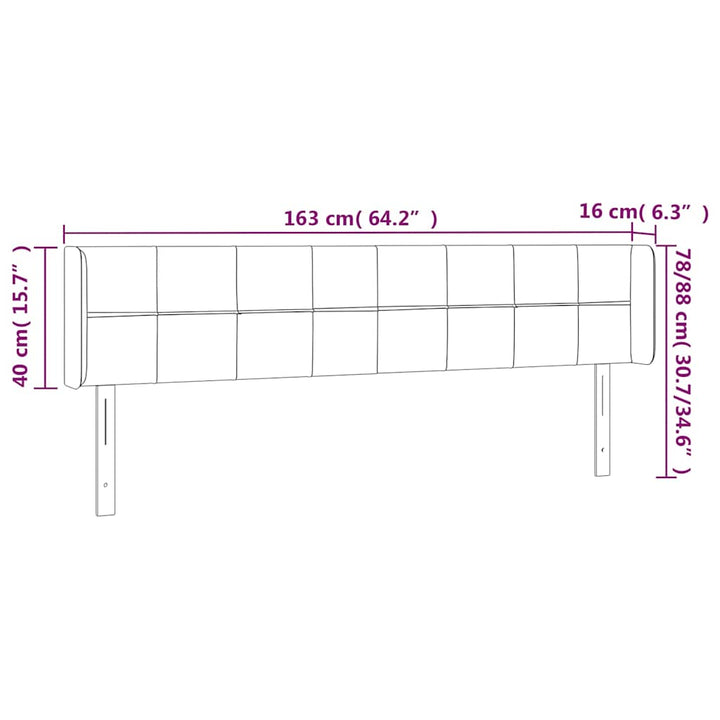 sengegavl med LED-lys 163x16x78/88 cm stof mørkebrun