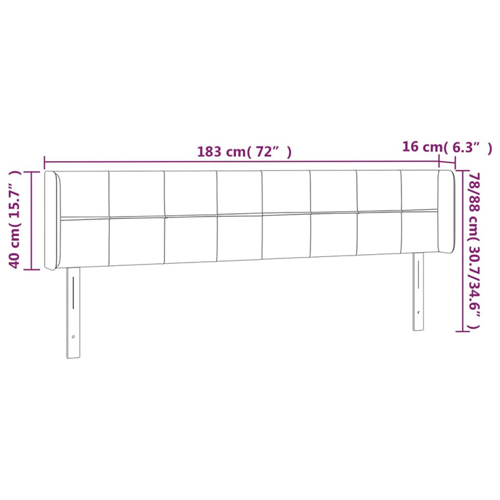 sengegavl med LED-lys 183x16x78/88 cm stof cremefarvet
