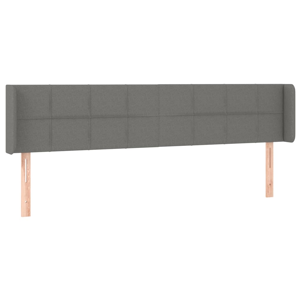 sengegavl med LED-lys 203x16x78/88 cm stof mørkegrå