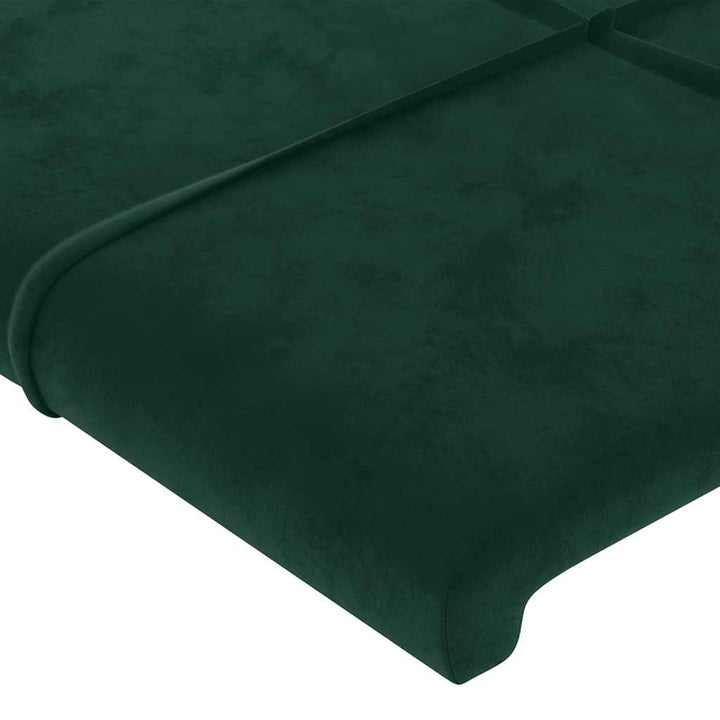 sengegavl med LED-lys 83x16x78/88 cm fløjl Mørkegrøn