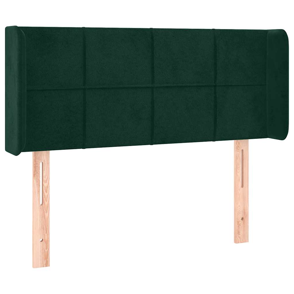 sengegavl med LED-lys 93x16x78/88 cm fløjl Mørkegrøn
