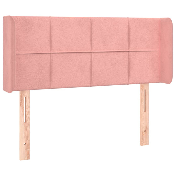 sengegavl med LED-lys 93x16x78/88 cm fløjl lyserød
