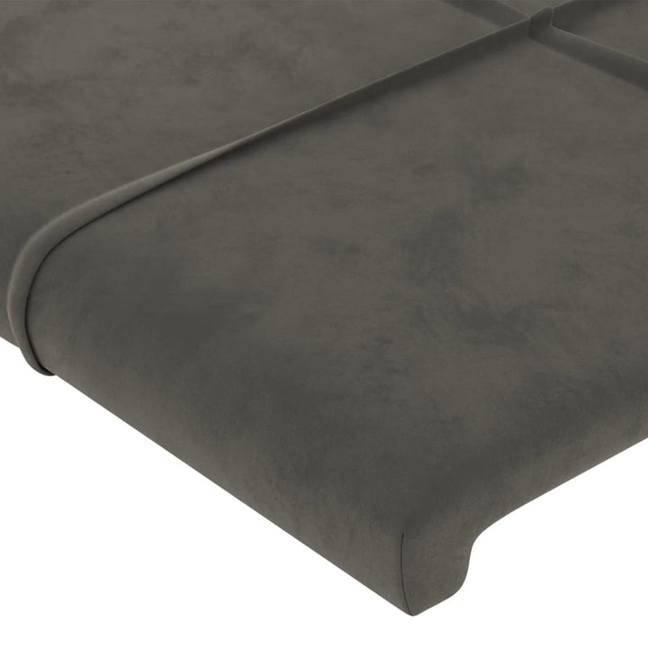 sengegavl med LED-lys 103x16x78/88 cm fløjl mørkegrå