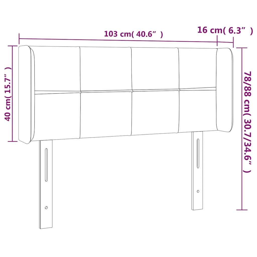 sengegavl med LED-lys 103x16x78/88 cm fløjl mørkegrøn