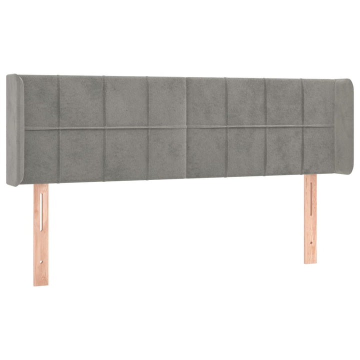 sengegavl med LED-lys 147x16x78/88 cm fløjl lysegrå