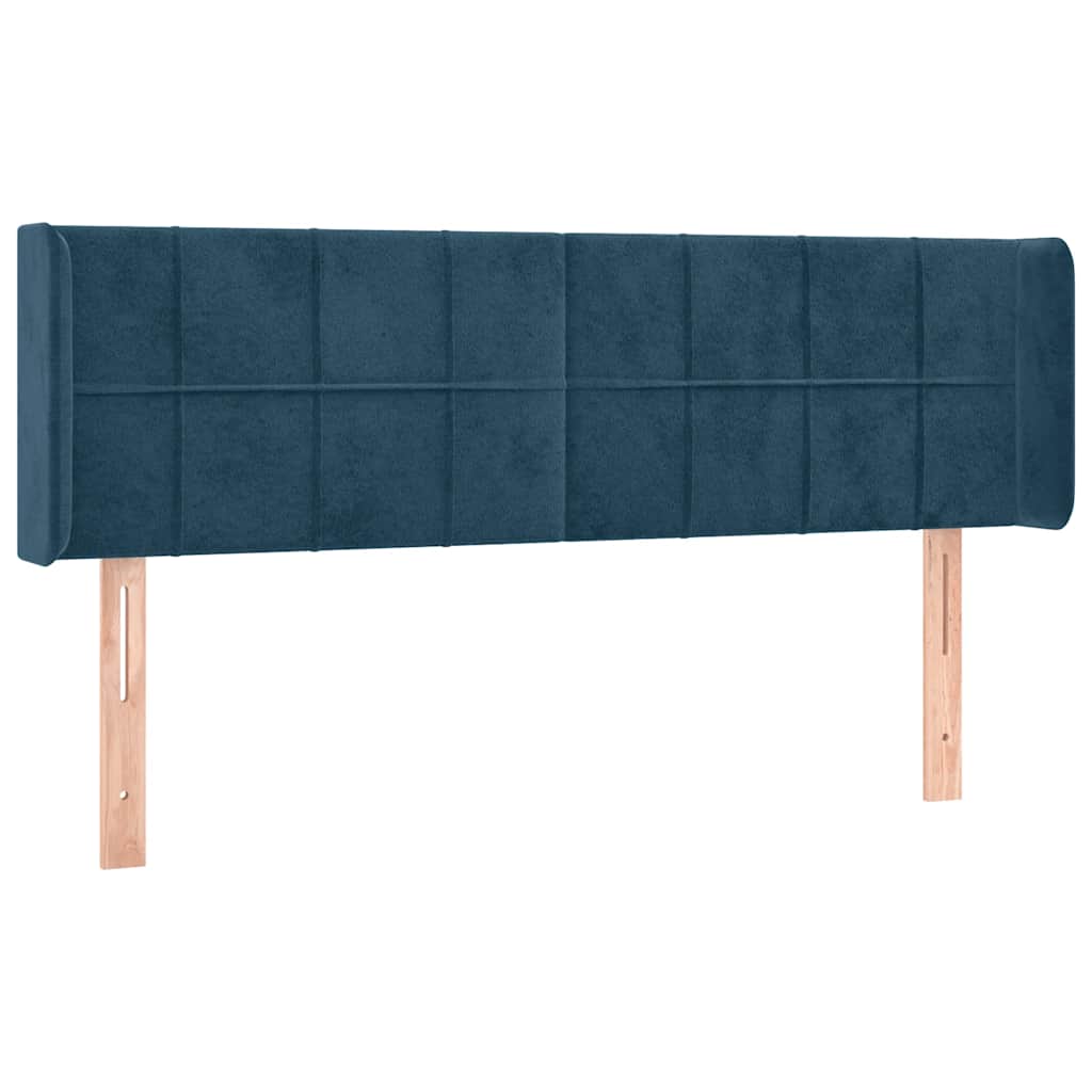 sengegavl med LED-lys 147x16x78/88 cm fløjl mørkeblå
