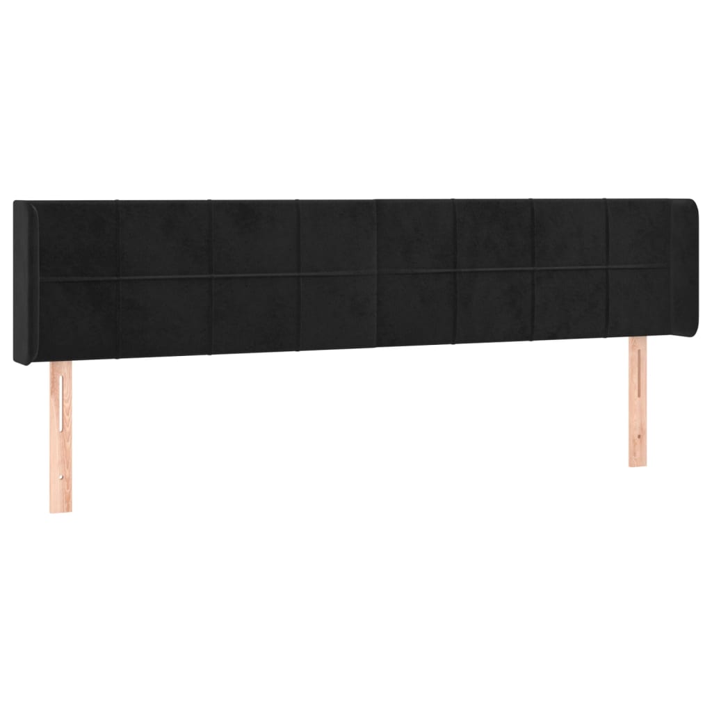 sengegavl med LED-lys 163x16x78/88 cm fløjl sort