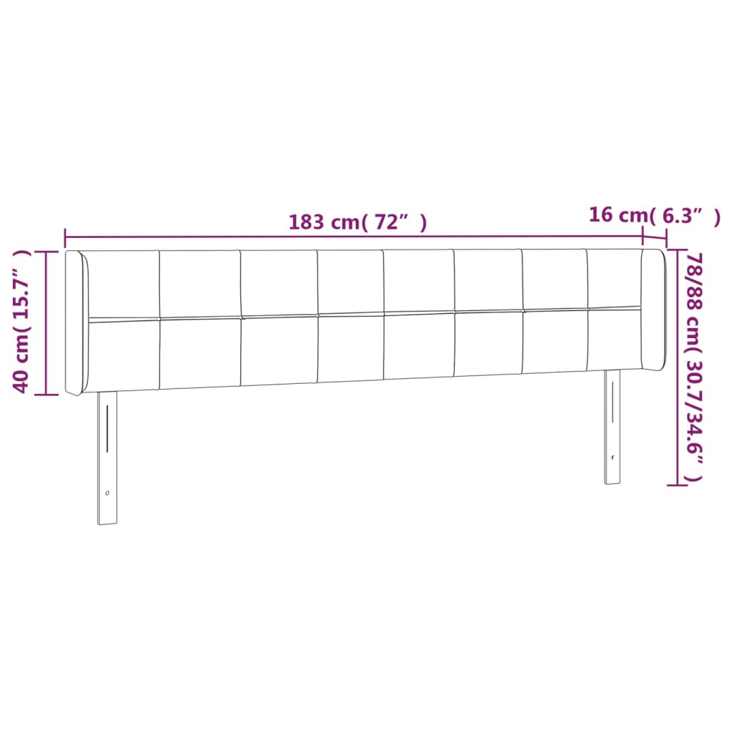 sengegavl med LED-lys 183x16x78/88 cm fløjl lyserød
