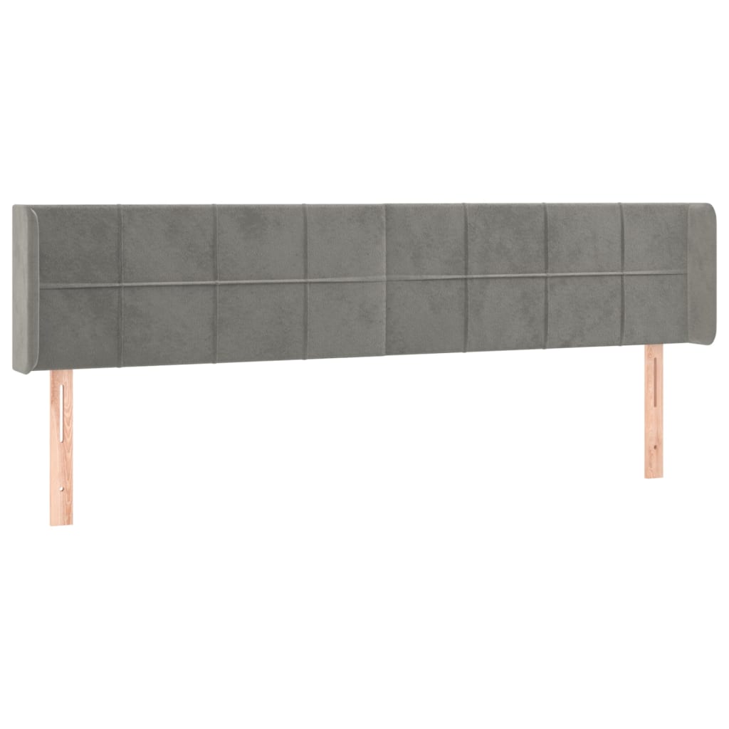 sengegavl med LED-lys 203x16x78/88 cm fløjl lysegrå