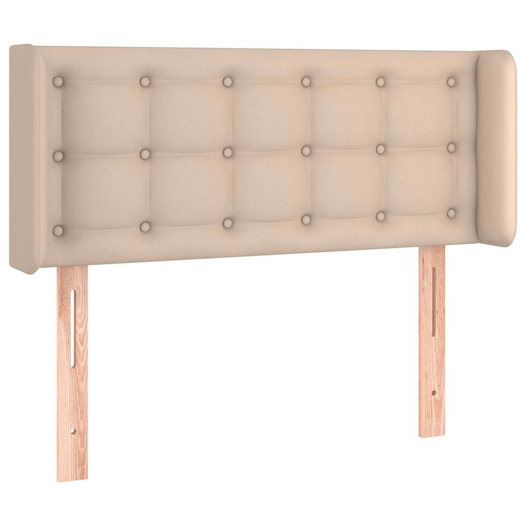 sengegavl med LED-lys 83x16x78/88cm kunstlæder cappuccinofarvet