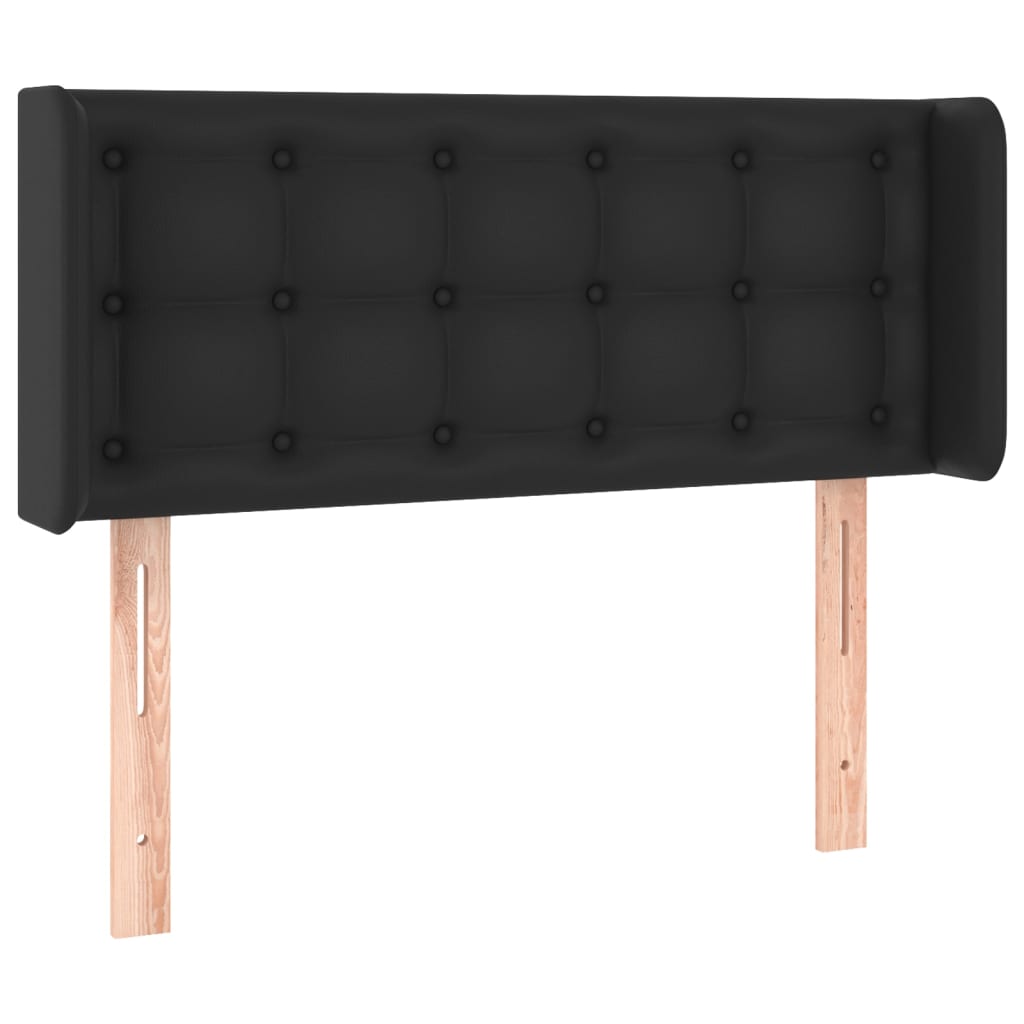 sengegavl med LED-lys 93x16x78/88 cm kunstlæder sort