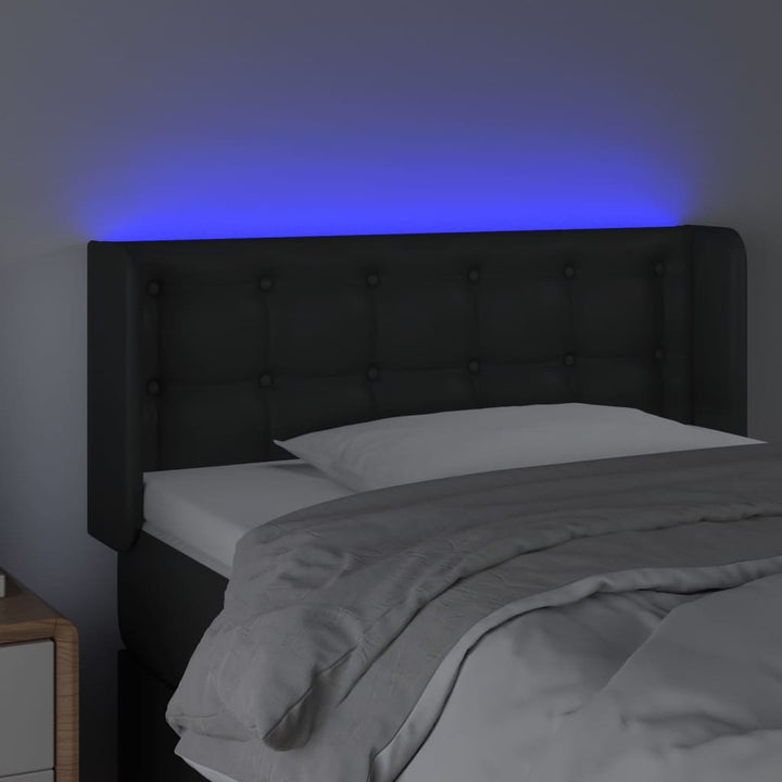 sengegavl med LED-lys 93x16x78/88 cm kunstlæder sort