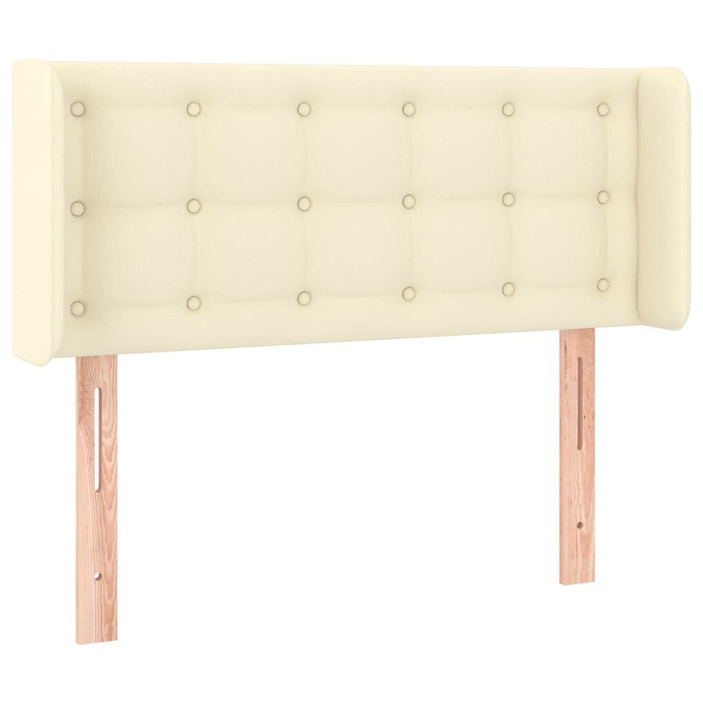 sengegavl med LED-lys 93x16x78/88 cm kunstlæder cremefarvet