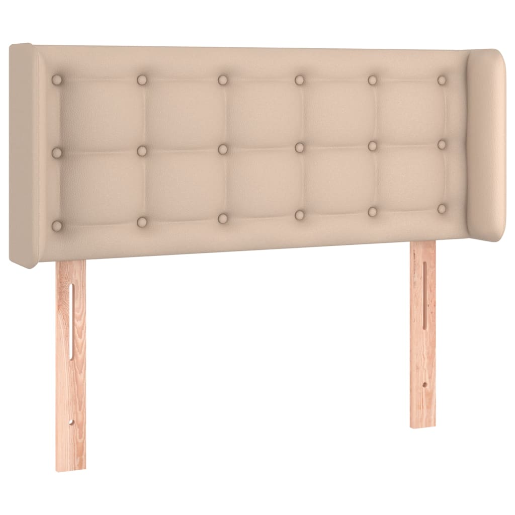 sengegavl med LED-lys 93x16x78/88cm kunstlæder cappuccinofarvet