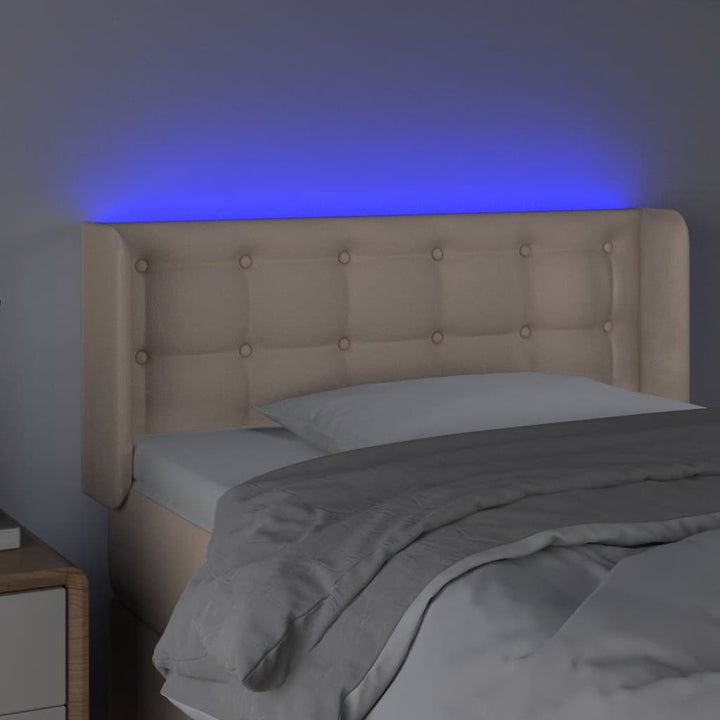 sengegavl med LED-lys 103x16x78/88cm kunstlæder cappuccino